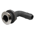 Boat Thru Hull Fitting 1 1/8 Inch Elbow Nylon Stainless