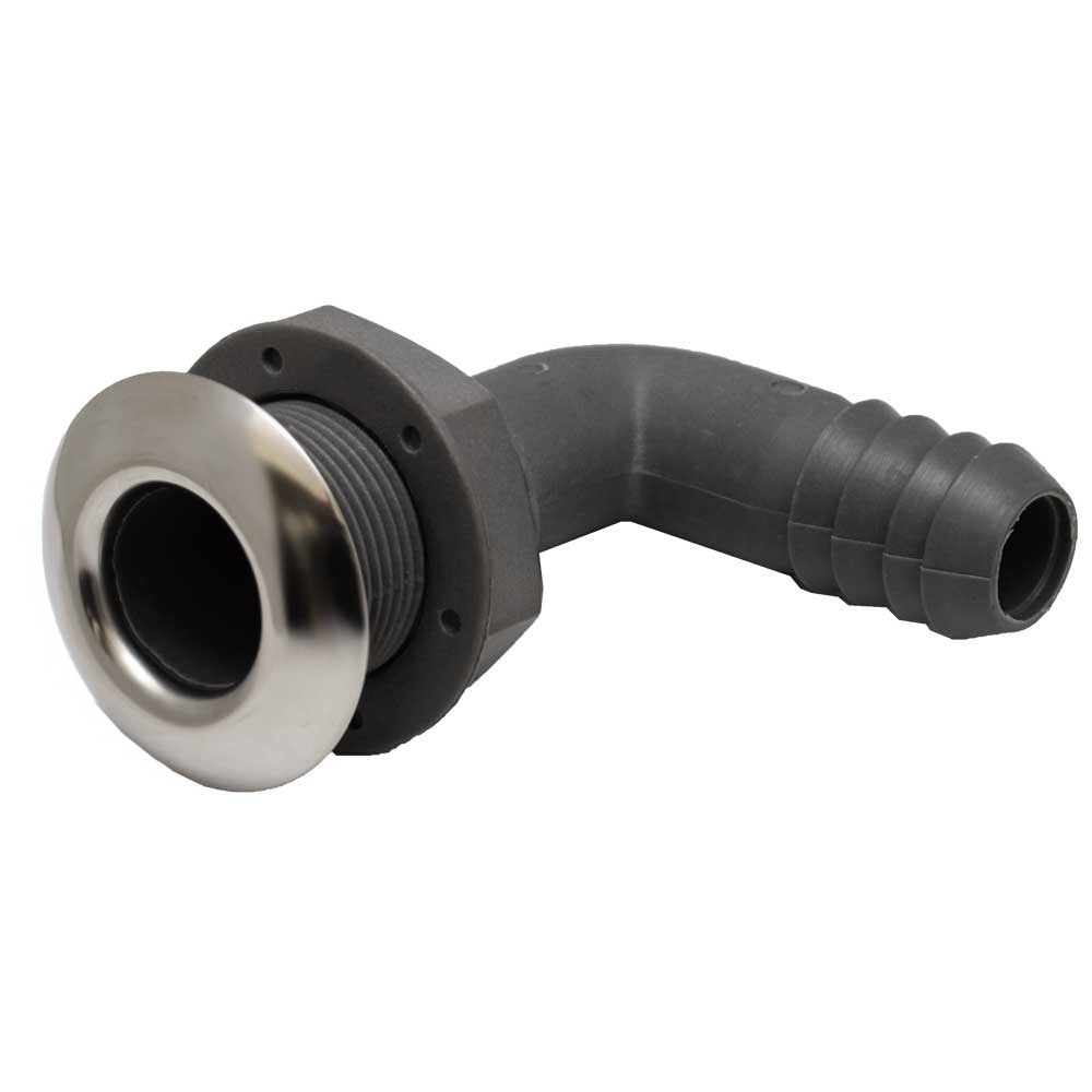 Boat Thru Hull Fitting 1 1/8 Inch Elbow Nylon Stainless