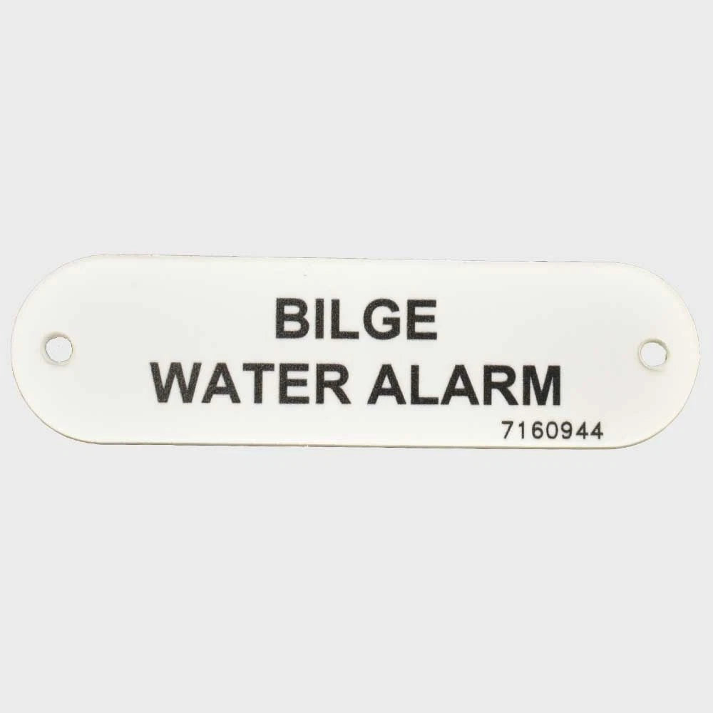 Marquis Boat Label Tag 7160944 | Bilge Water Alarm White Plastic