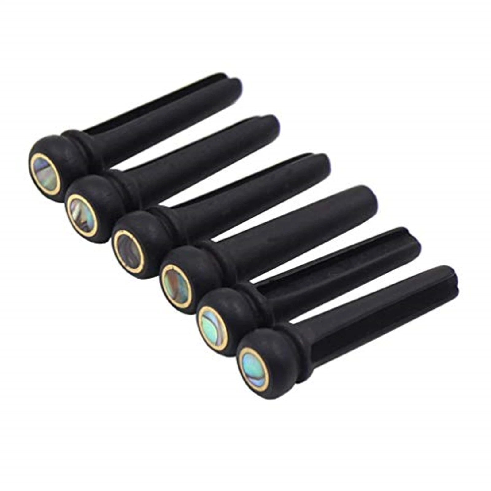 Set Acoustic Guitar Ebony Bridge Pins With Abalone Dot Brass Circle