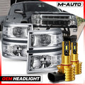 Clear Chrome Headlight & 6500K LED for 14-15 Silverado