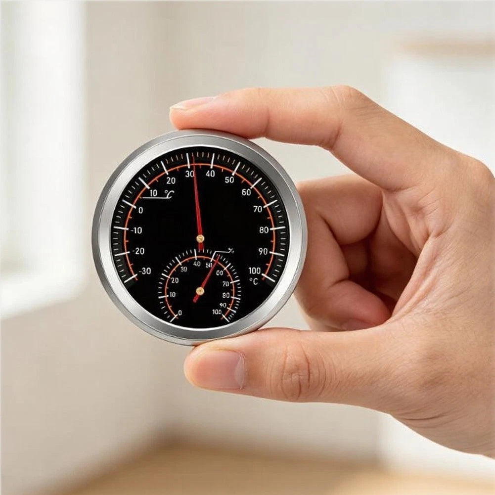 6.7 Cm Round Hygrometer Thermometer For Cars And Living Spaces -30c