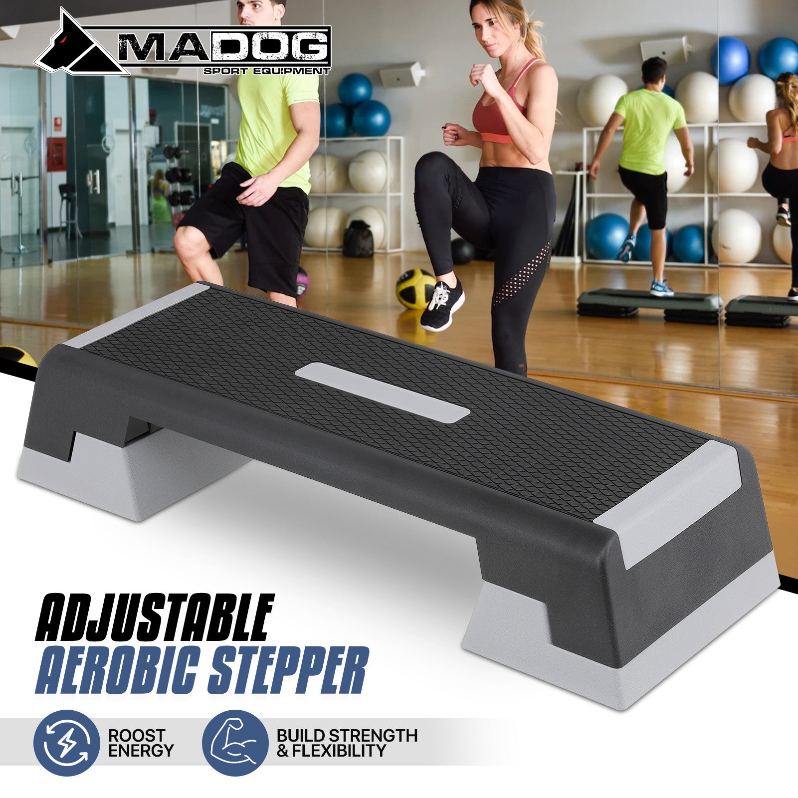 39" Gray Fitness Aerobic Step Platform