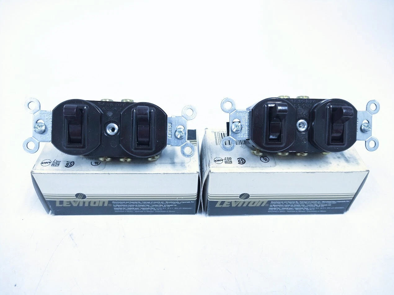 '-New- Leviton 5243, Brown Two Light Switch Combo | Hook & Hull Co