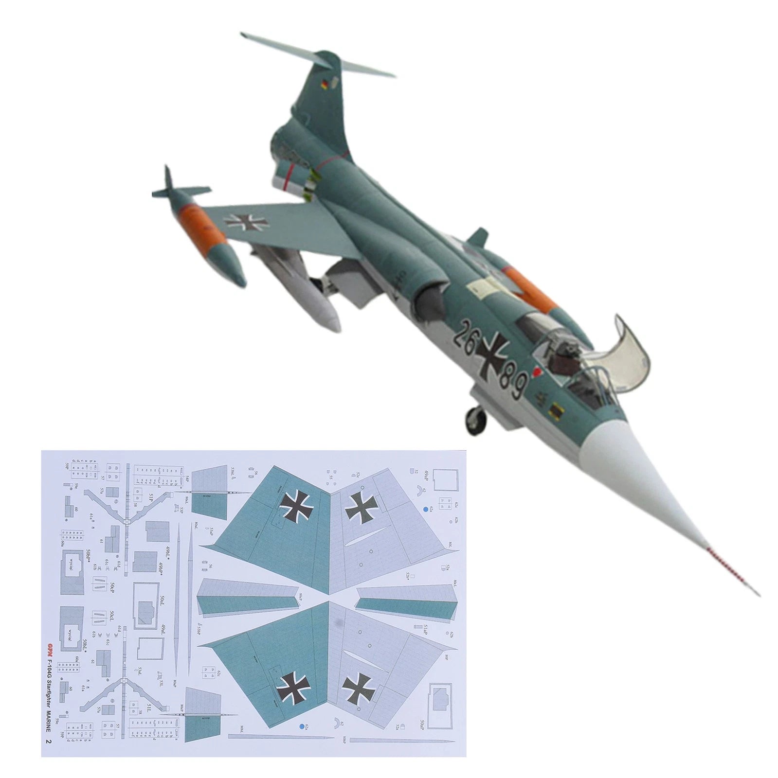 Diy 1/33 Us F-104g Starfighter Paper Model Military Puzzle Kit