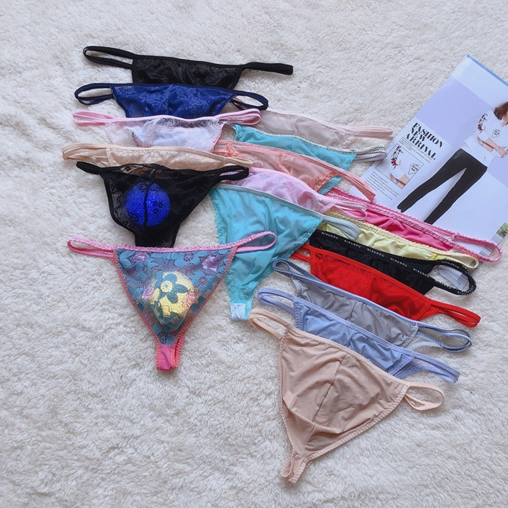 Seductive Men's Lace Mesh Thong Underpants