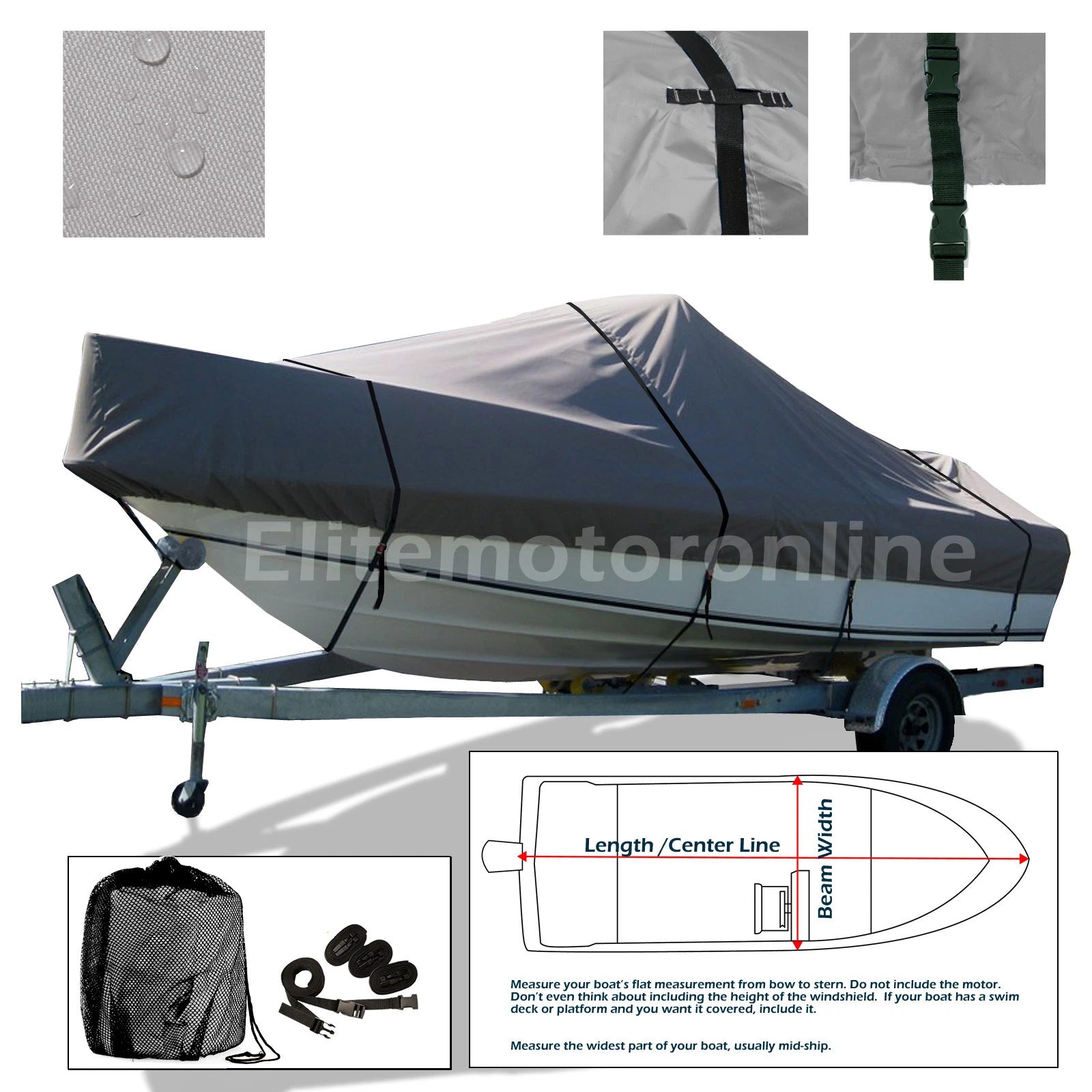 Mckee Craft Offshore Fishman 17' Trailerable Fishing Boat Cover Grey
