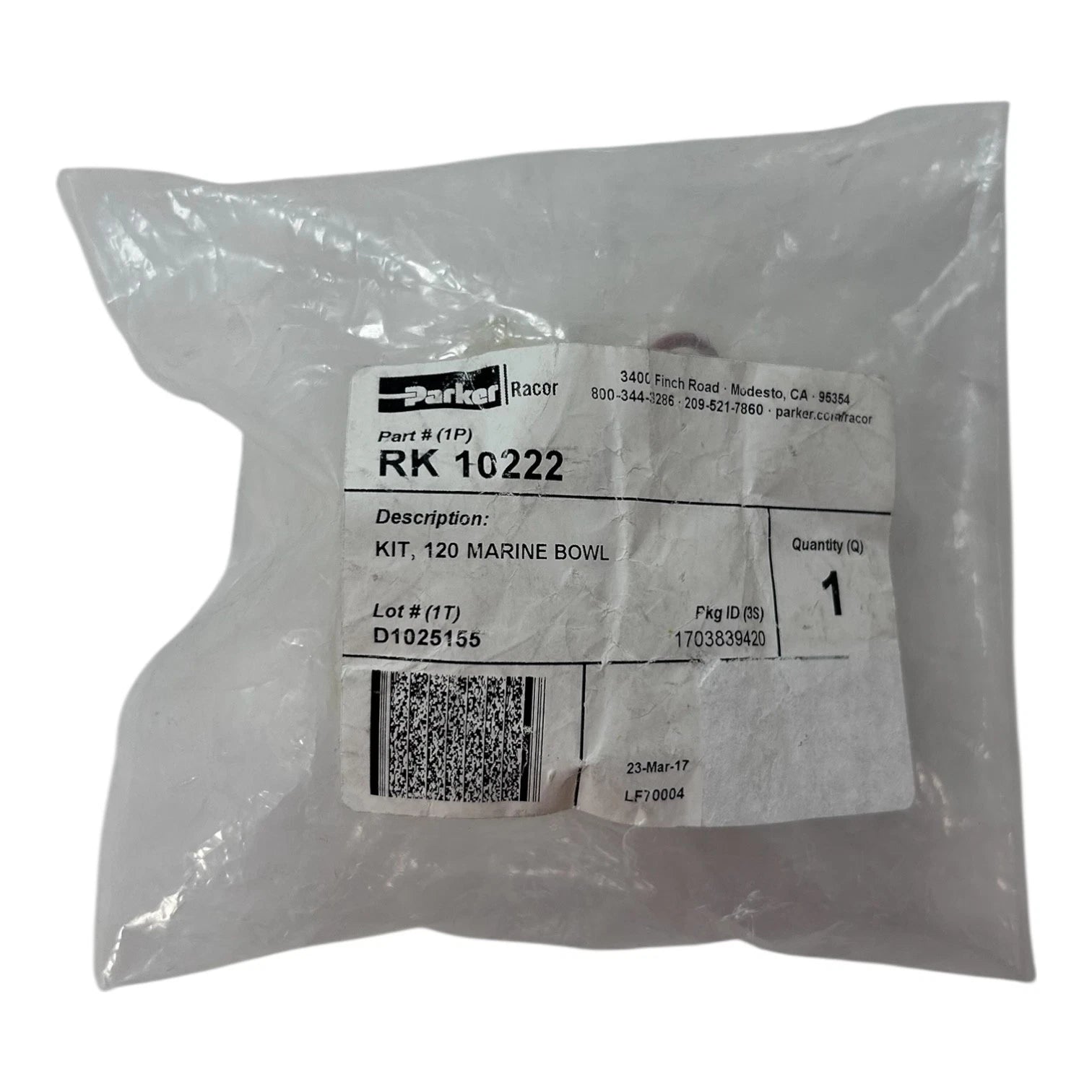 Parker Racor Rk10222, 120 Marine Clear Bowl Kit W/ O-ring, Oem