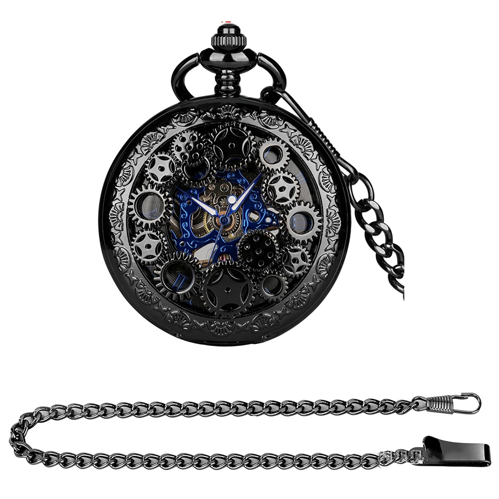 Mechanical Roman Numerals Vintage Luxury Hollow Pocket Watch With