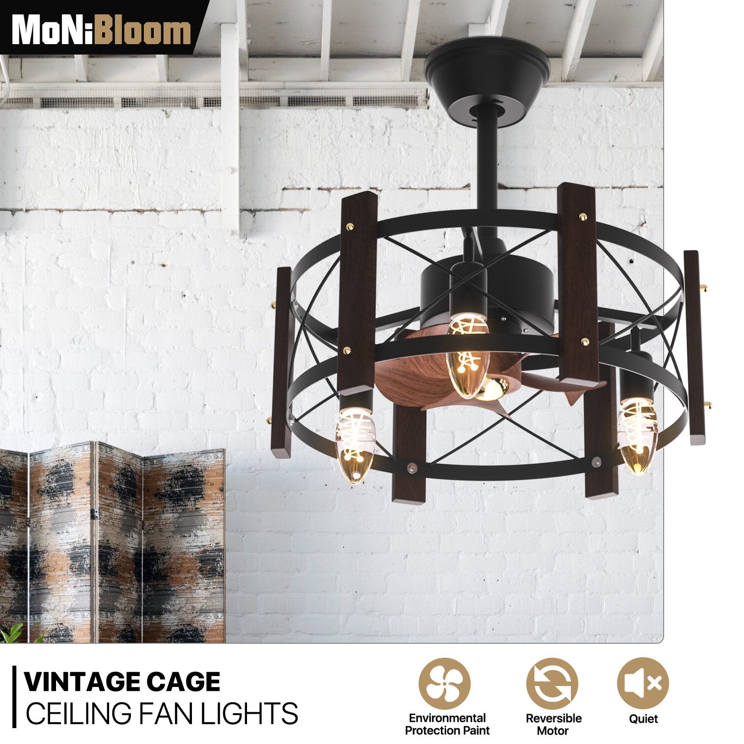 19" Caged Chandelier Ceiling Fan with Remote