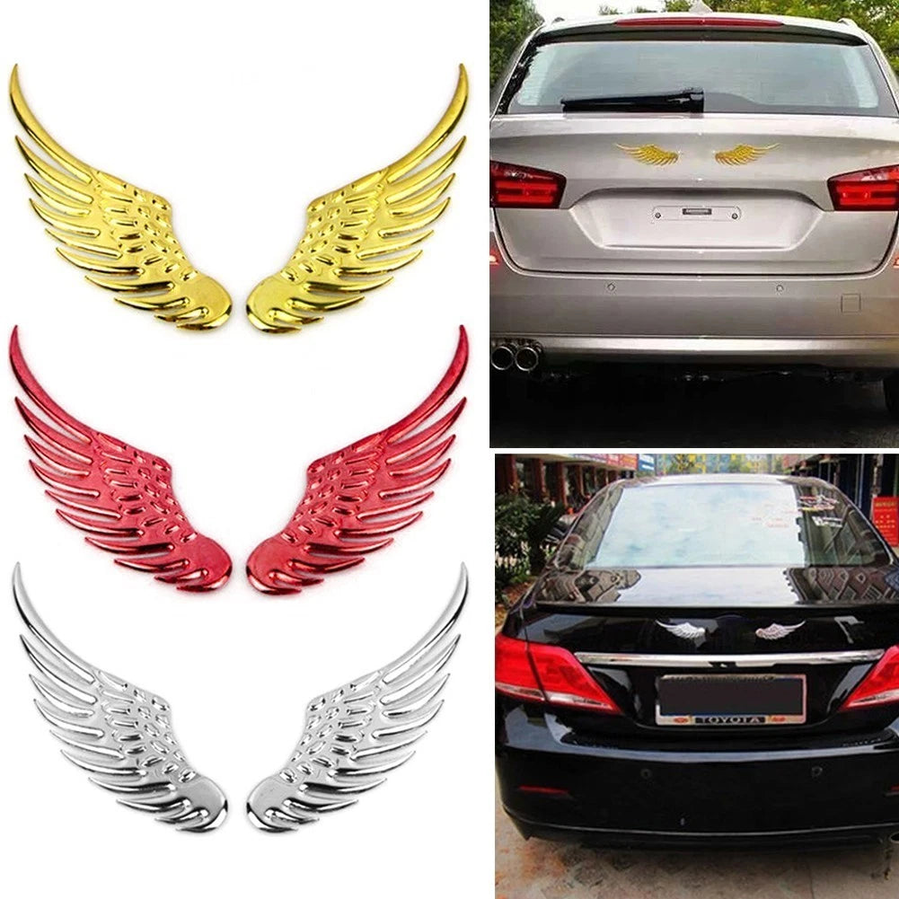Creative Diy Wing Scratch Sticker For Car Motorcycle Pair Red Gold