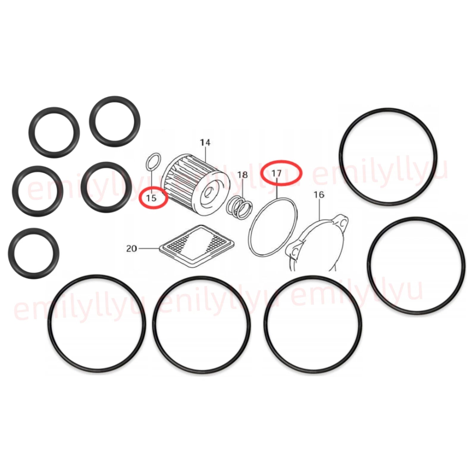 Oil Pump O-rings 09280-54001 09280-60005 09280-13004 For Suzuki Df Dr
