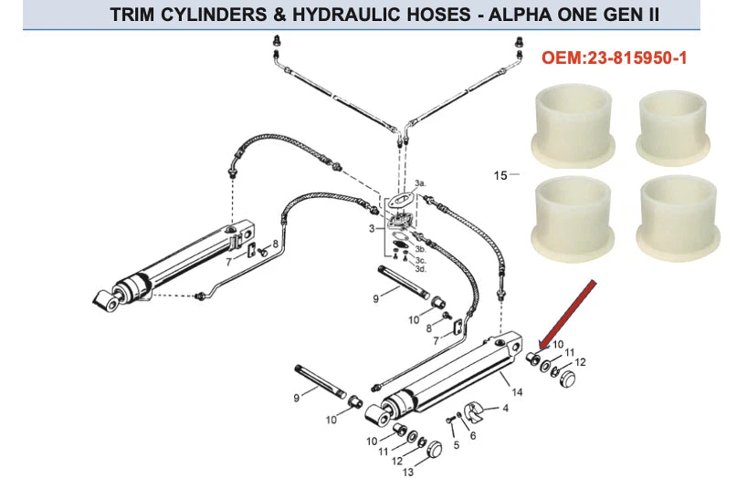 Trim Cylinder Bushings for MerCruiser Alpha Gen II Outdrive