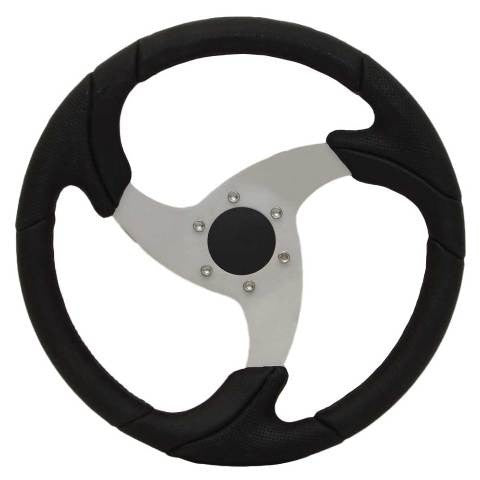 Custom Boat Steering Wheel 14 1/4 Inch Black Silver