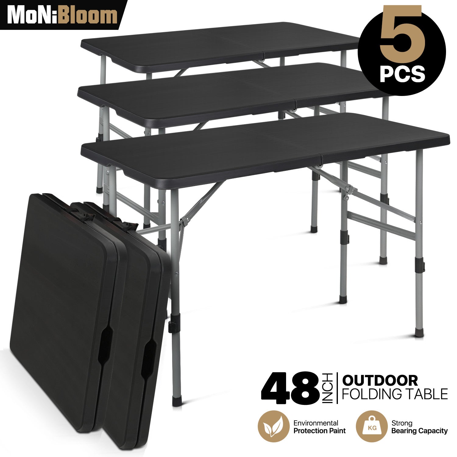 4ft Folding Plastic Dining Table - 5 Pack