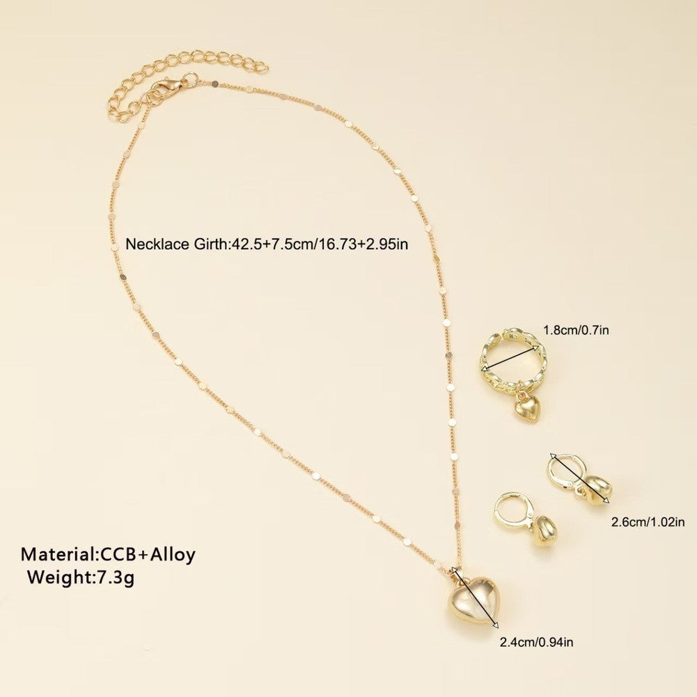 Gold Plated Heart Shaped Earrings Set