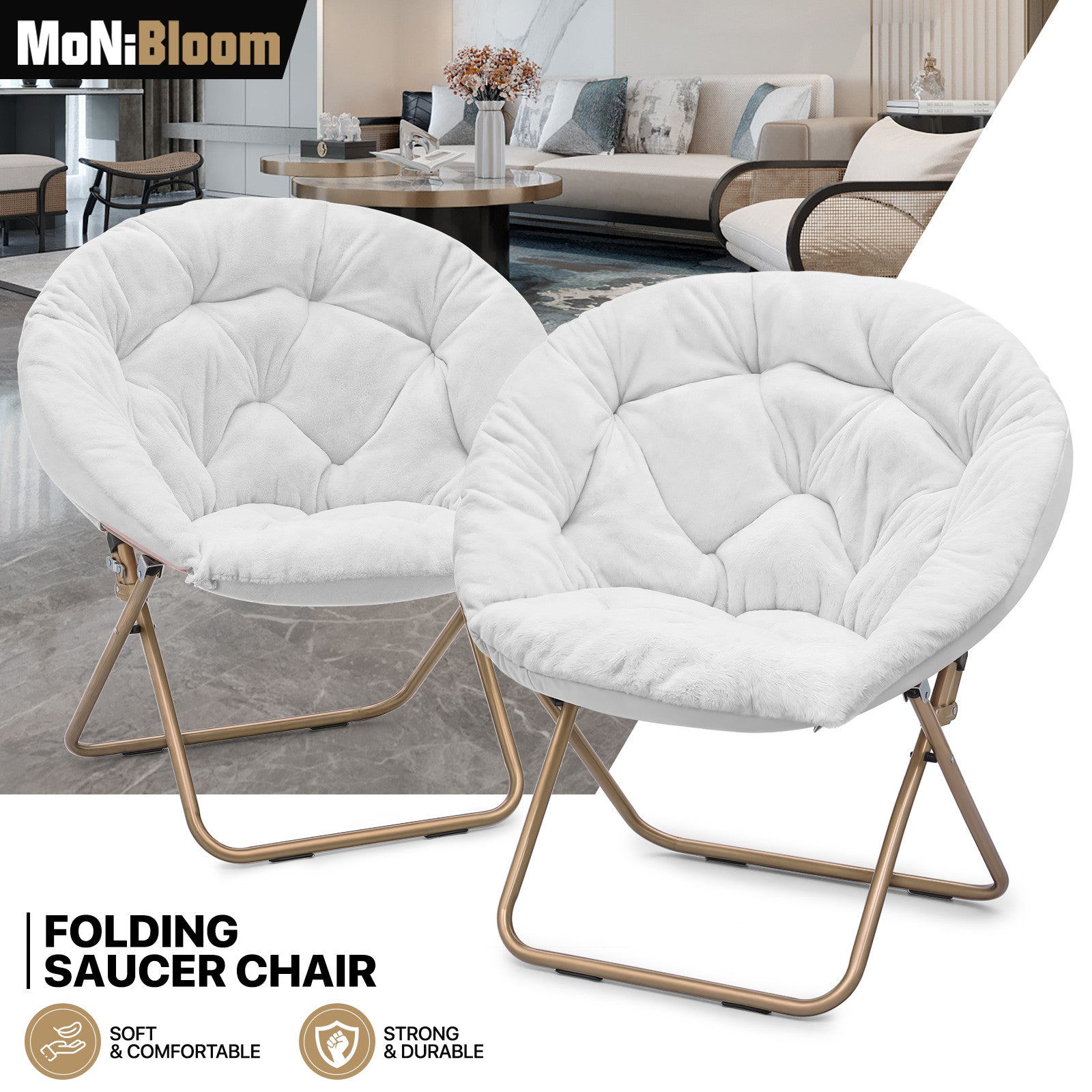 White Folding Saucer Chairs