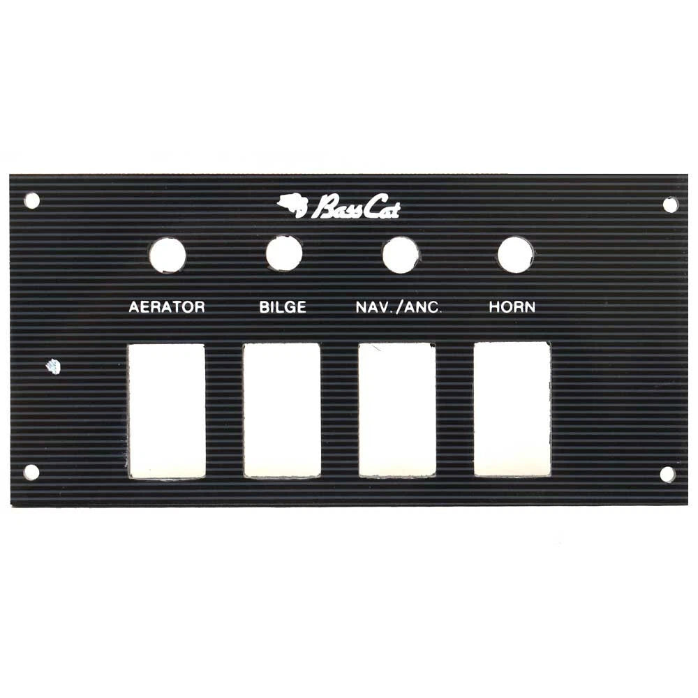 Bass Cat Boat Blank Switch Panel | Aerator Bilge Lights Black W/ Lines