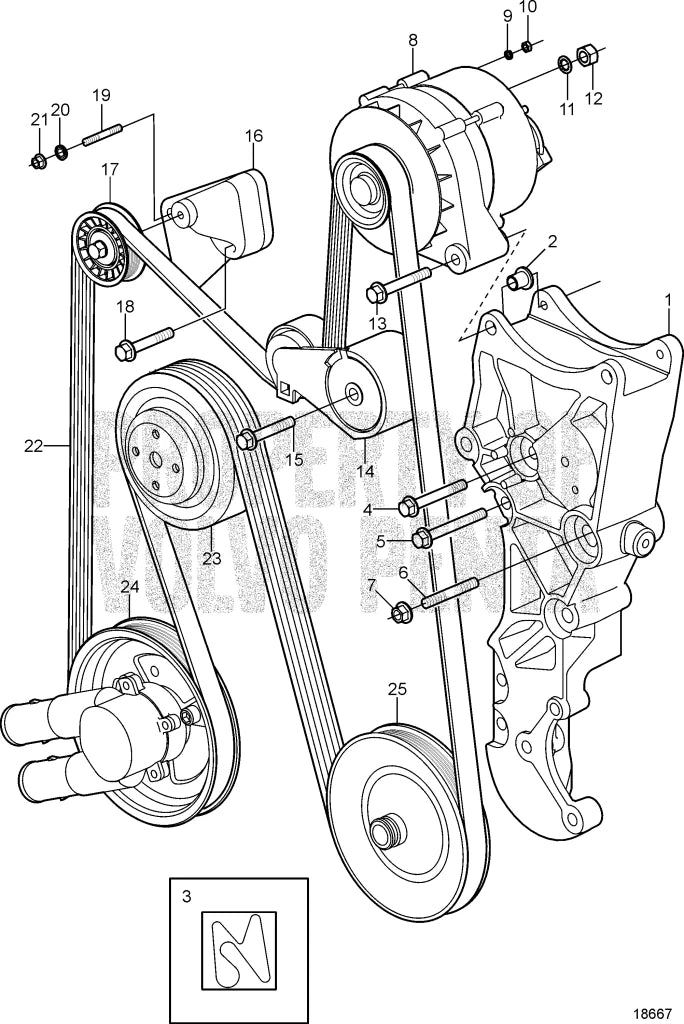 Serpentine Drive Belt for Volvo Penta 4.3/5.0/5.7