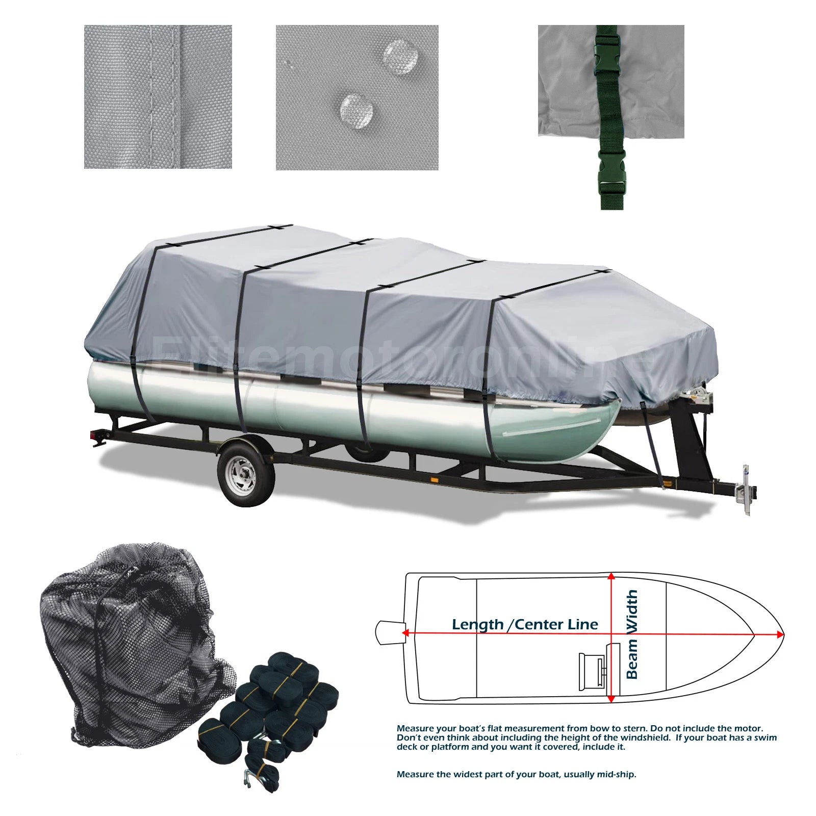 Heavy Duty Trailerable All Weather Pontoon Boat Storage Cover Fits