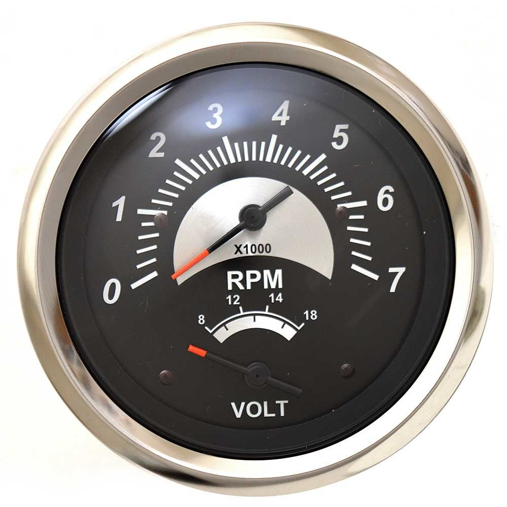 Veethree Boat Multi-Function Gauge 69074F Black Sterling 3 1/4 Inch by Veethree
