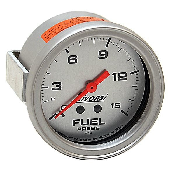 Livorsi Boat Fuel Pressure Gauge MMFPPLPL | 2 3/8 Inch 15 PSI SilverOp