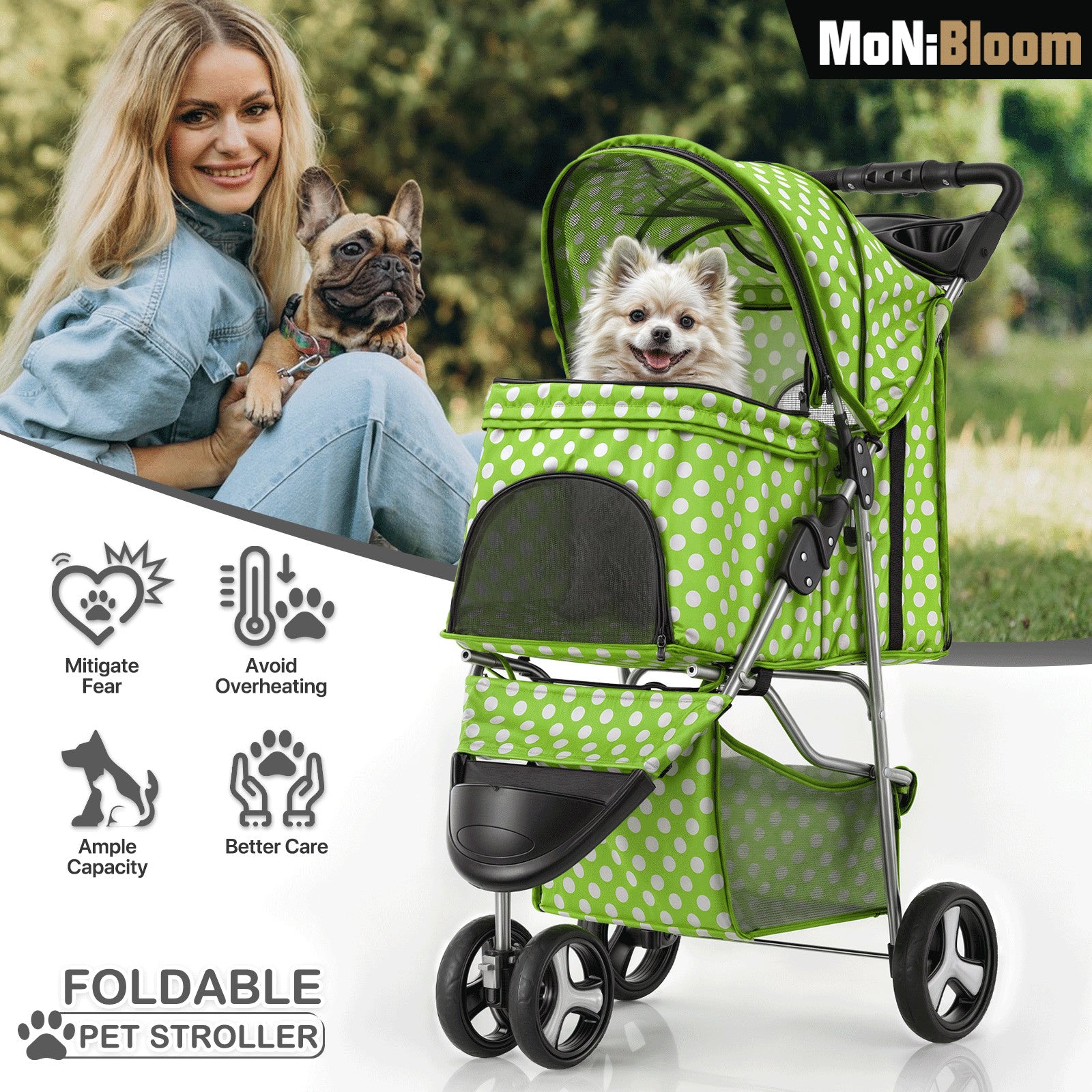 3-Wheel Pet Stroller with Cup Holder