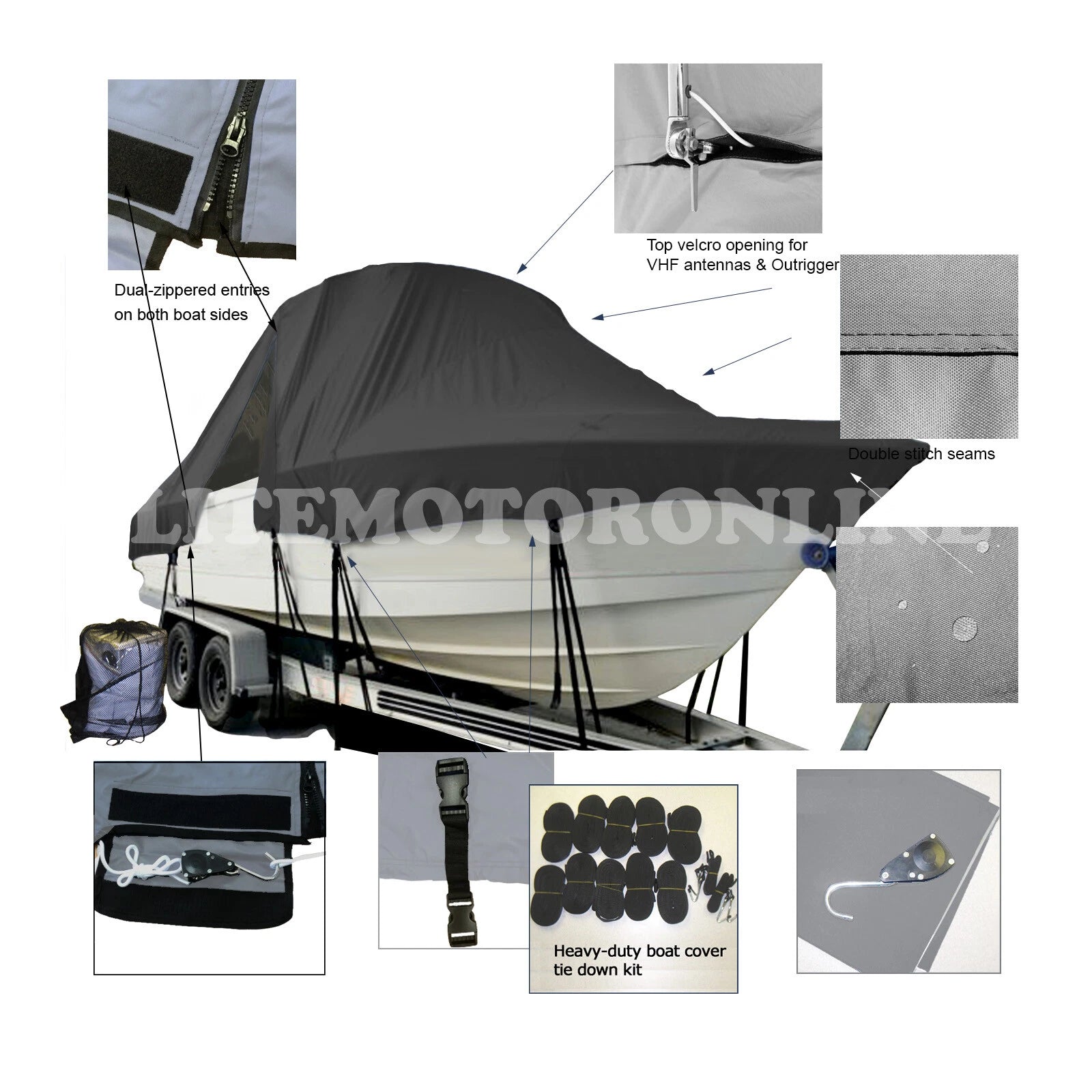 Nautic Star 227 Bay Center Console T-top Hard-top Fishing Boat Cover