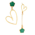 Zinc Alloy Heart Flower Earrings