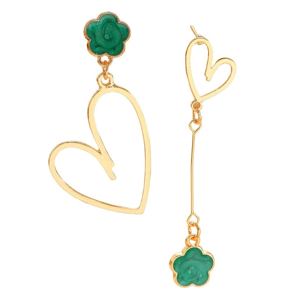 Zinc Alloy Heart Flower Earrings