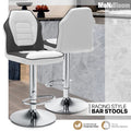 2 Piece White Leather Bar Stool Set