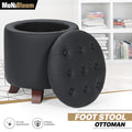 17" Black Round Storage Ottoman