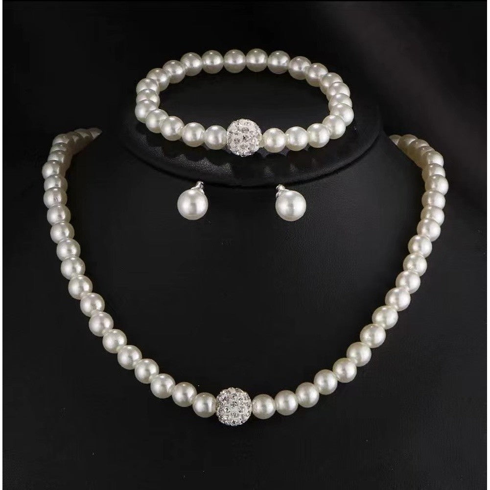 Pearl Jewelry Set with Necklace and Earrings