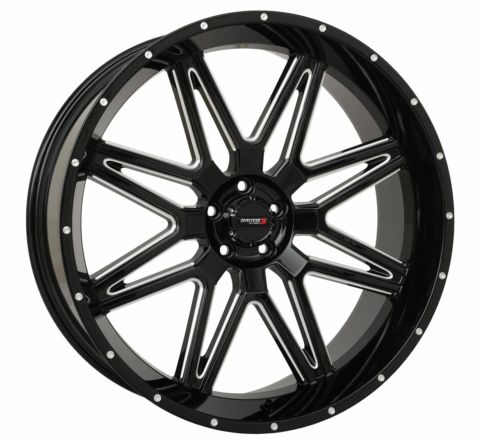 System 3 St7 Wheel 24x9 5+4 For Atv/utv With Beadlock & Gloss Black