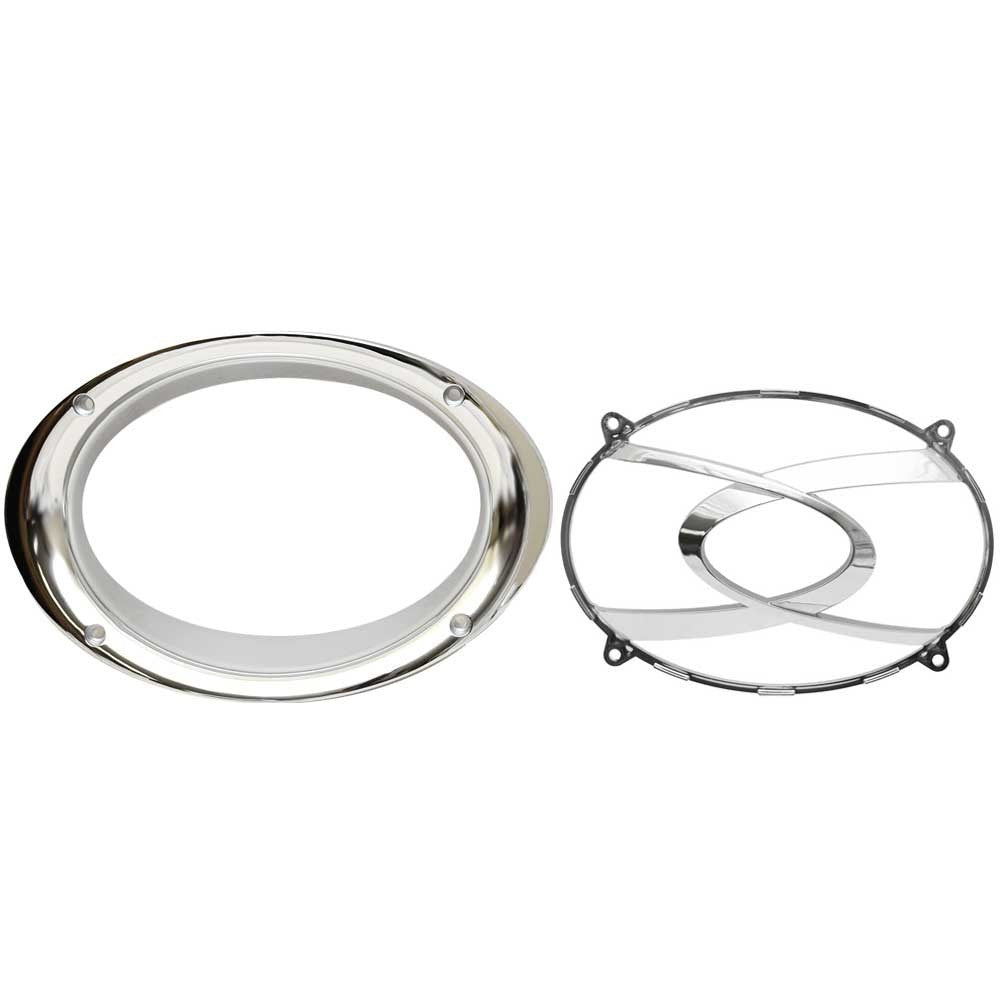 Malibu Boat Speaker Bezel 6169202 | 11 3/4 x 7 3/4 Inch Silver Plastic
