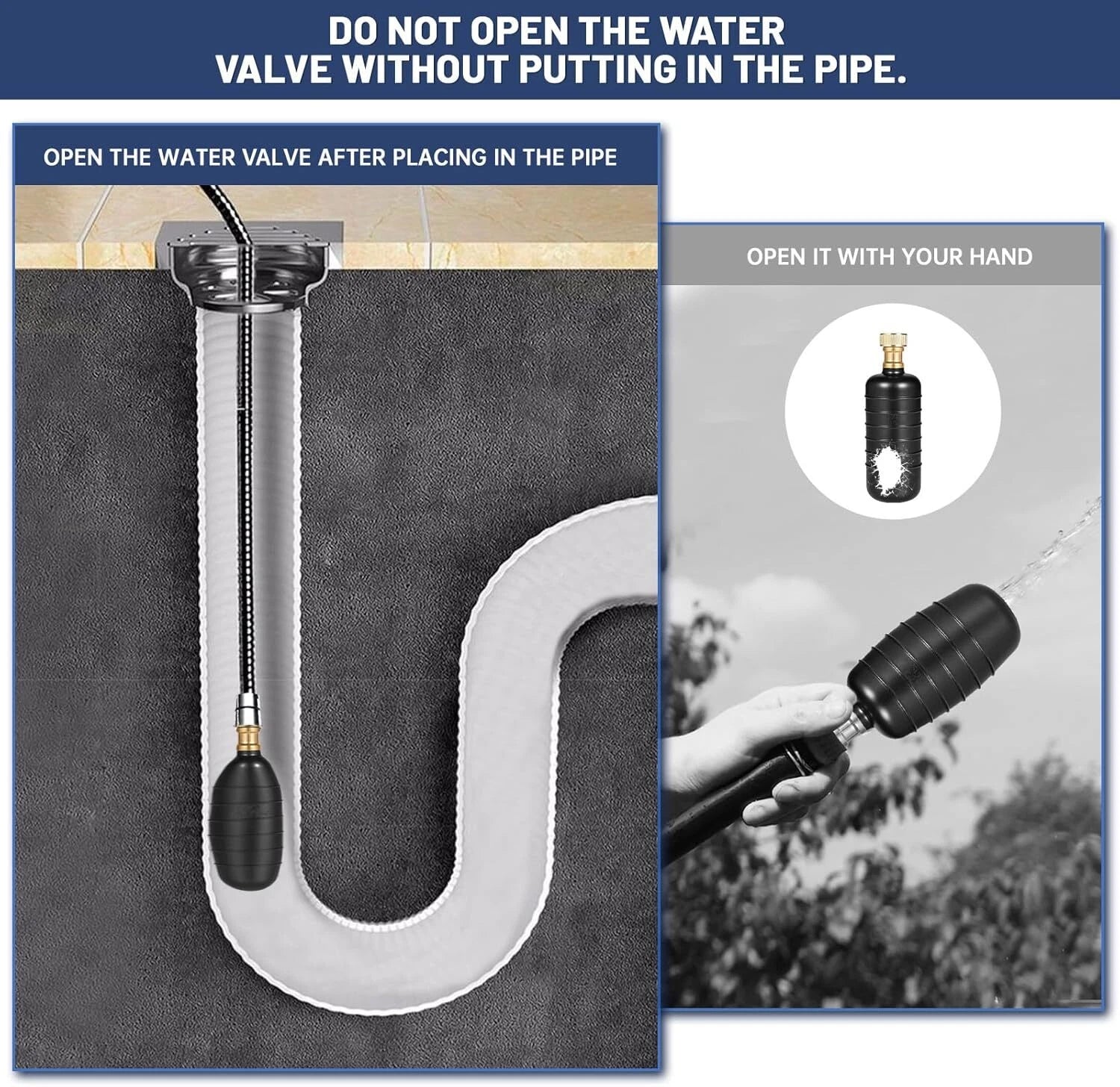 Drain Bladders for 1"-6" Drain Pipes - Rubber Cleaners