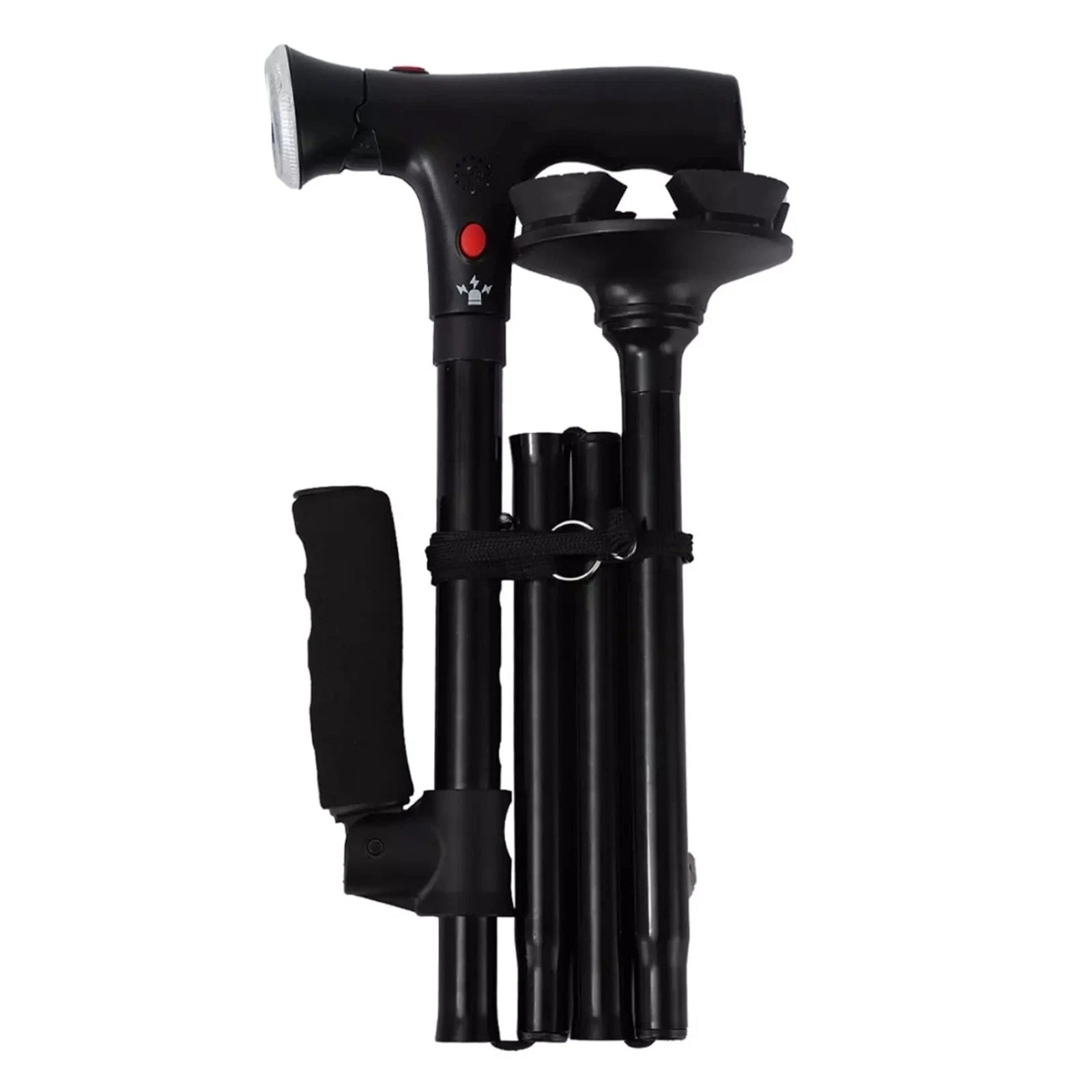 1* Slip-resistanc<wbr/>e Walking Cane W/side Handle&LED Light&alarm