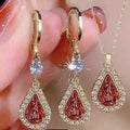Teardrop Earrings Pendant Necklace Set
