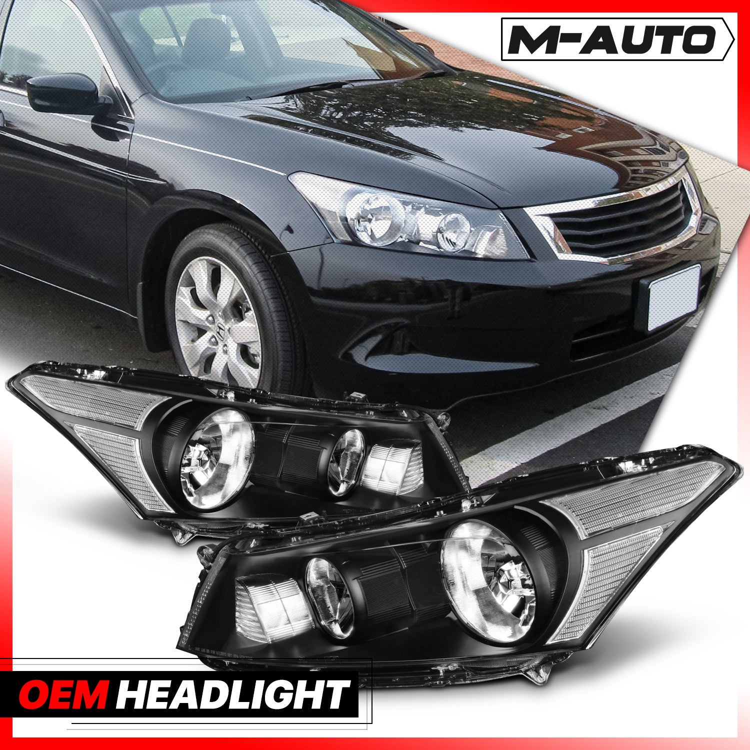 Left+Right Headlight Lamp for 08-12 Honda Accord