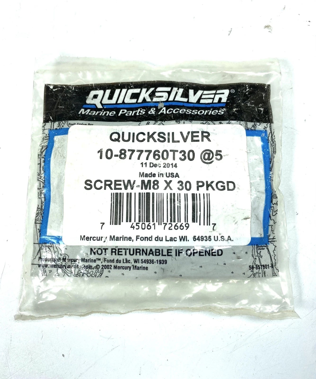 '-New- Quicksilver 10-877760t30 , Screw Set , Oem - 5 Pack