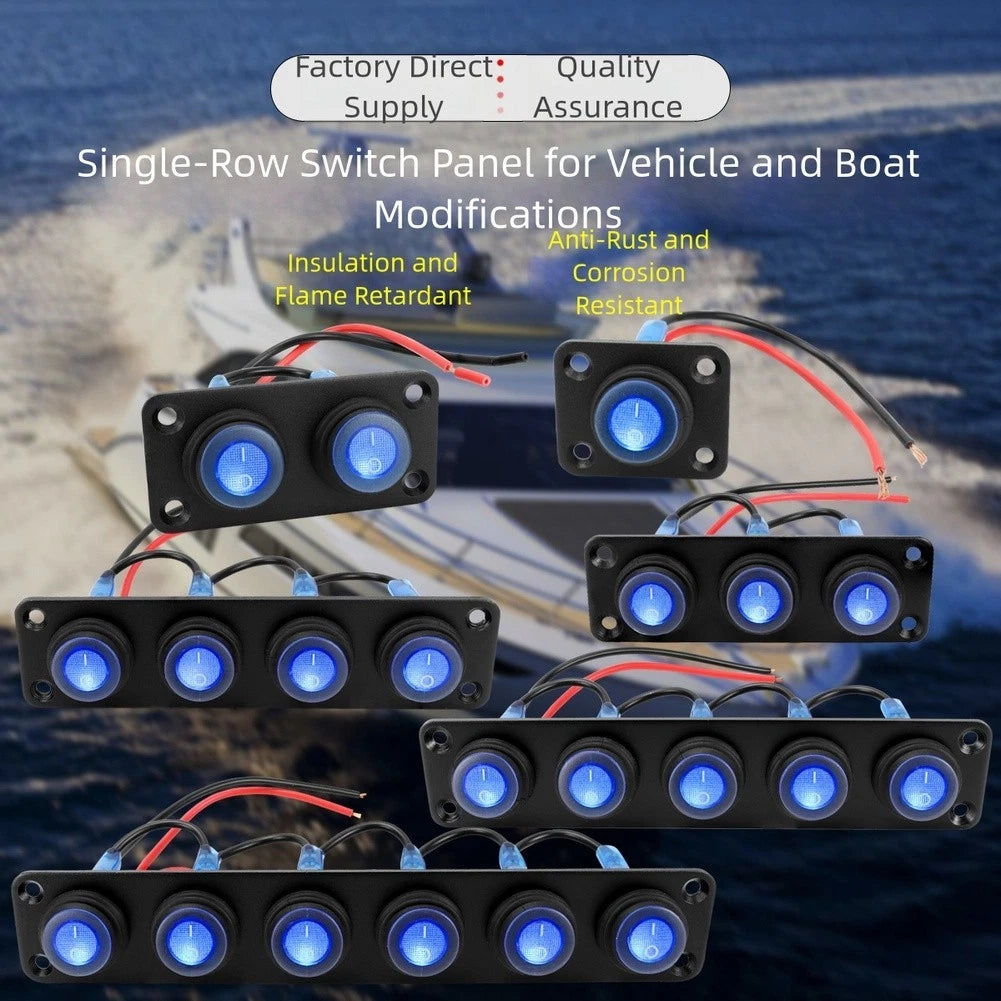 Led Illuminated Switch Panel 12V Waterproof 1 6 Gang For Marine Boat