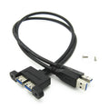 Dual Usb 3.0 A Male To Usb 3.0 Female Extension Screw Panel Mount