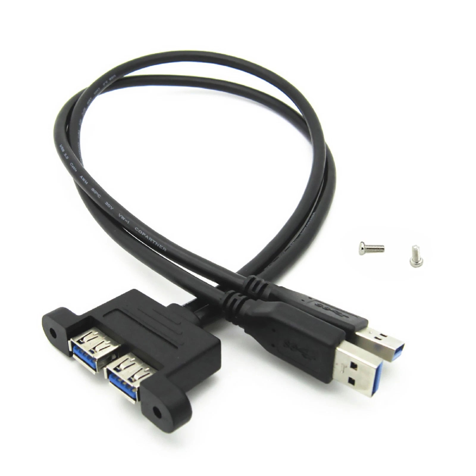Dual Usb 3.0 A Male To Usb 3.0 Female Extension Screw Panel Mount