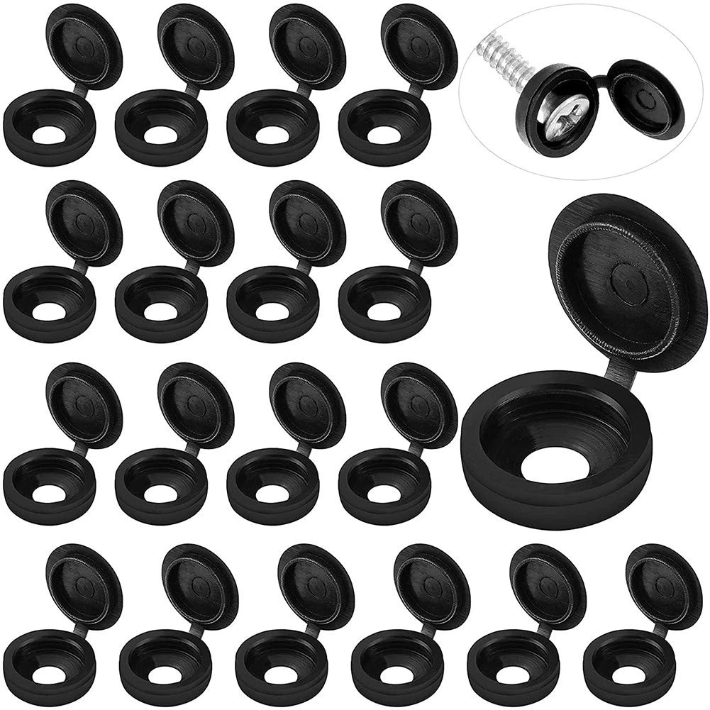 50pc Black Hinged Plastic Clips Screw Fold Cover Set 4mm For Auto Car