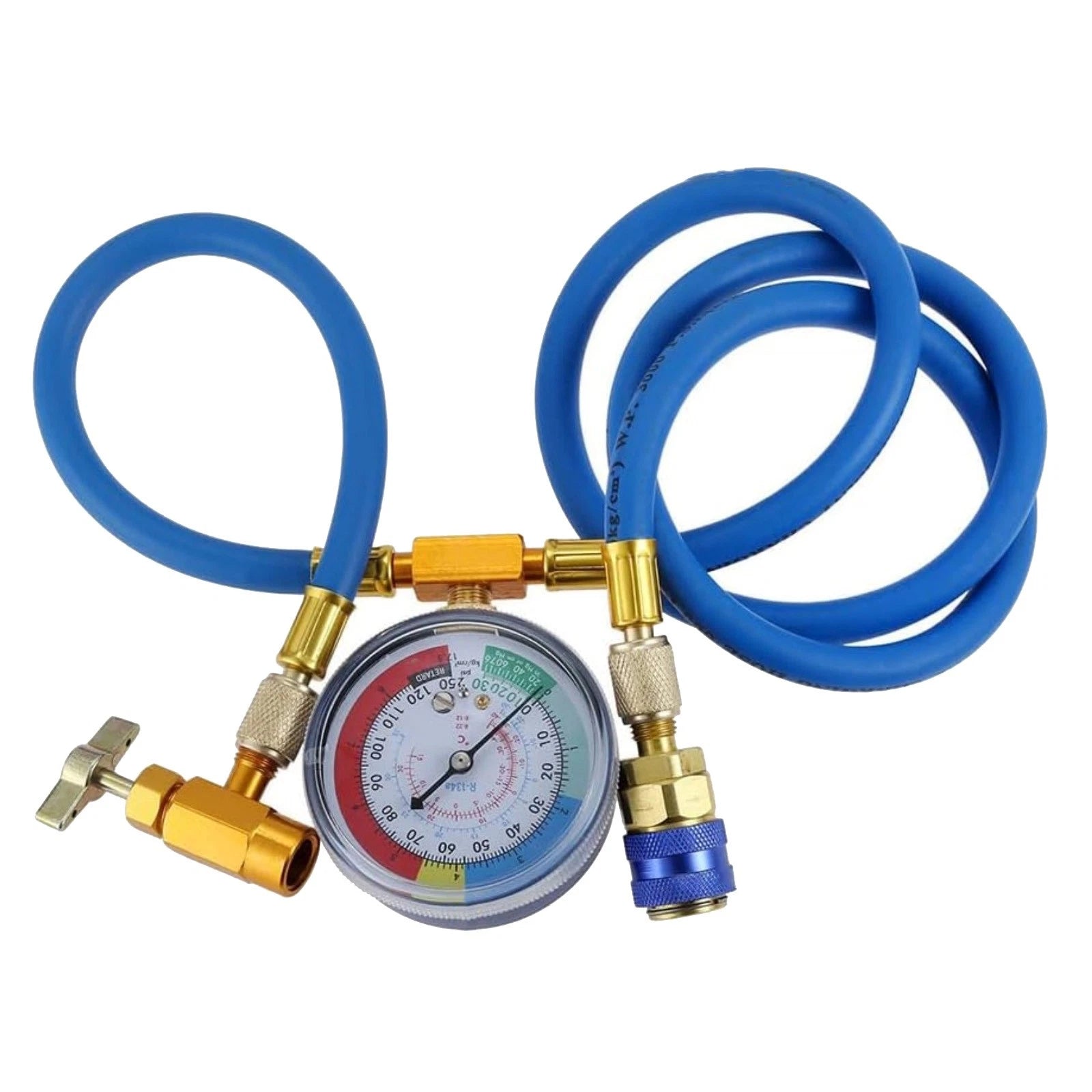 New R134a Ac Refrigeration Recharge Hose Kit With Pressure Gauge