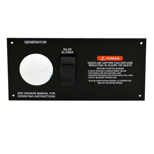 Sea Ray Boat Generator Panel Plate | W/ Bilge Blower Switch Black