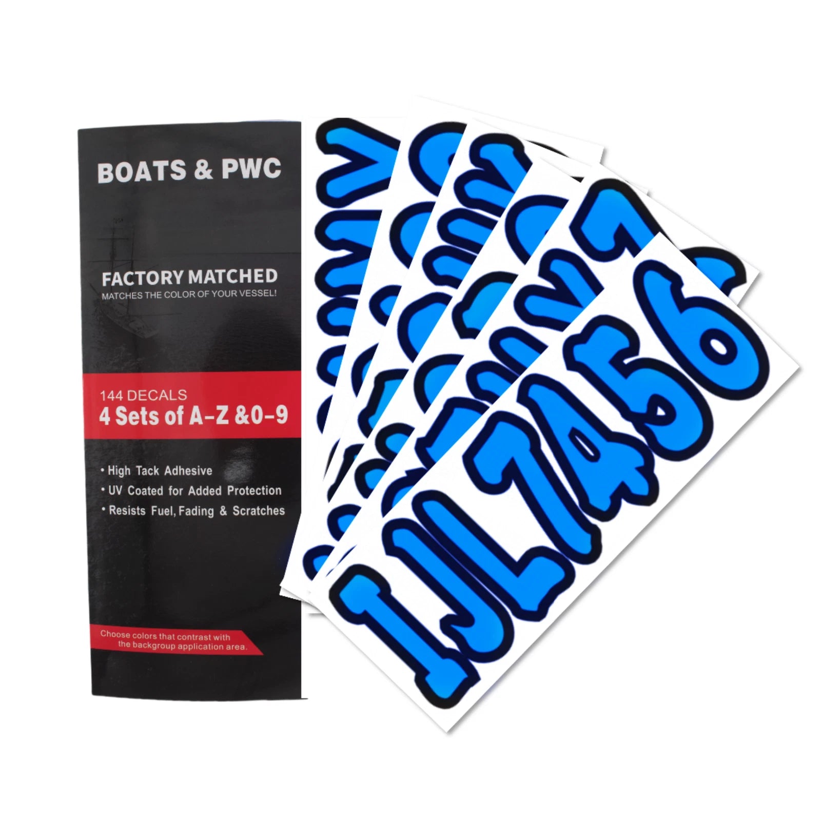 Blue Marine Boat Sticker Decals A-z Letters And 0-9 Numbers
