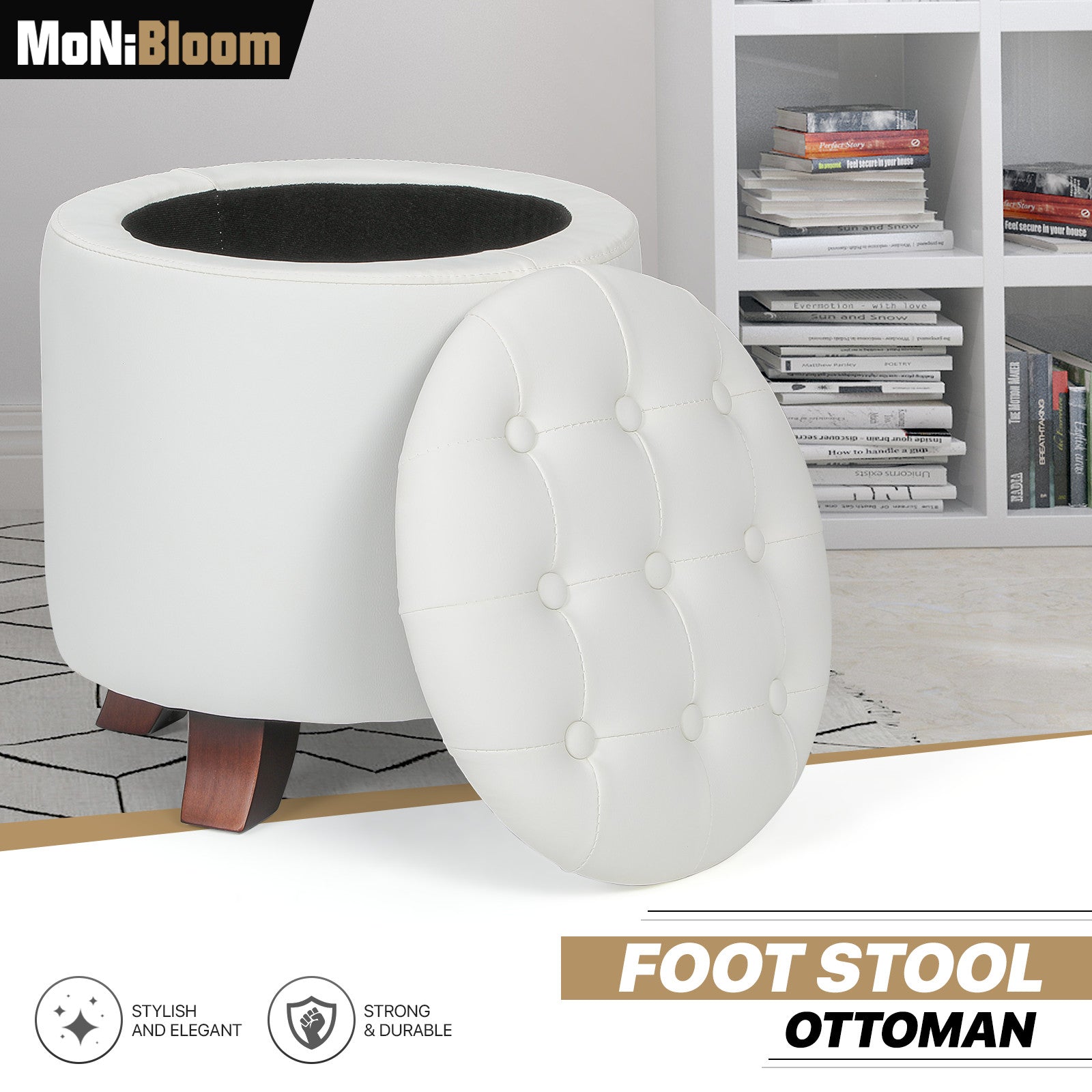 17" Round Storage Ottoman with Removable Lid