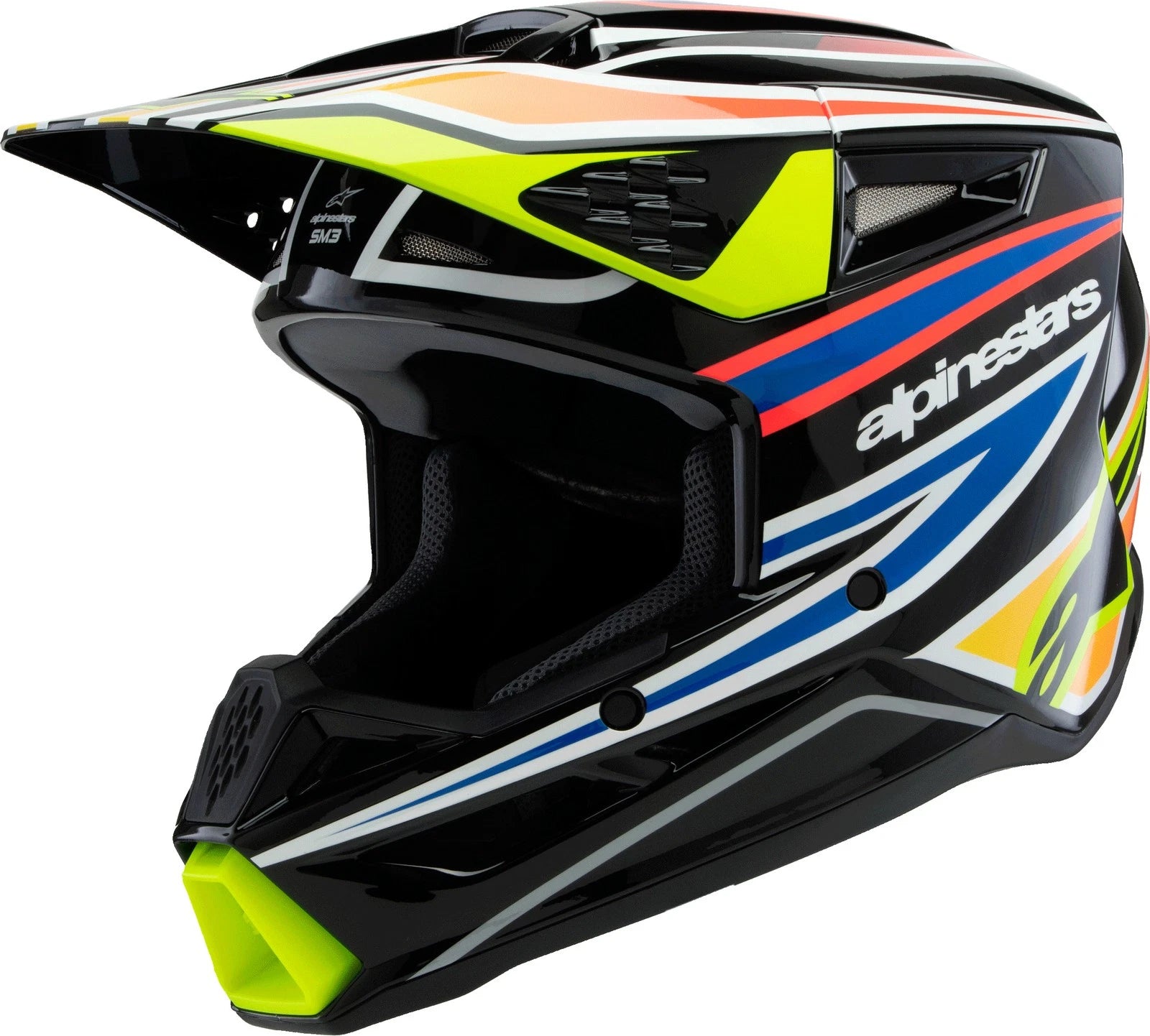 Alpinestars Sm3 Youth Off-road Helmet Black/yellow Fluo/blue/red,