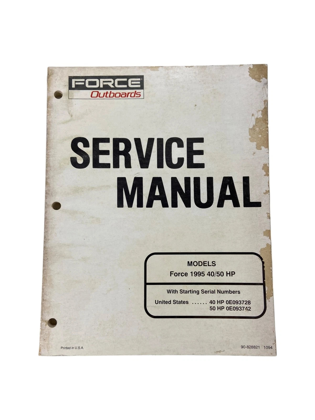 Force Outboards Service Manual Models Force 1995 40/50 Hp 90-828821